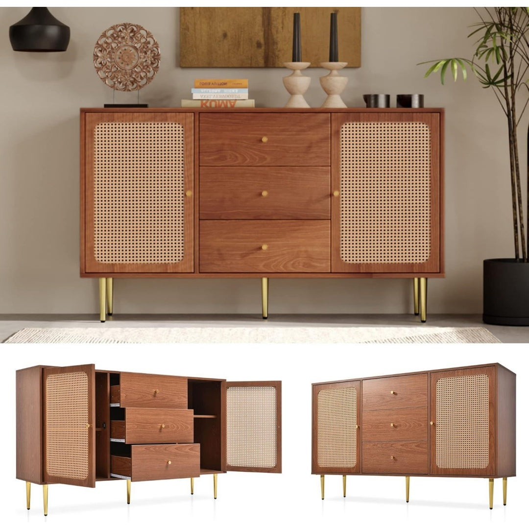 Commode en bois massif et metal