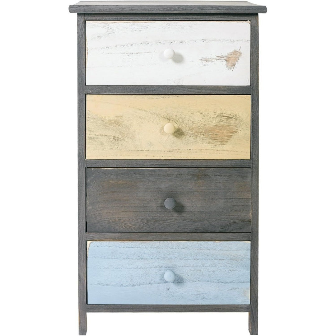 Commode rangement Grise 4 tiroirs vintage