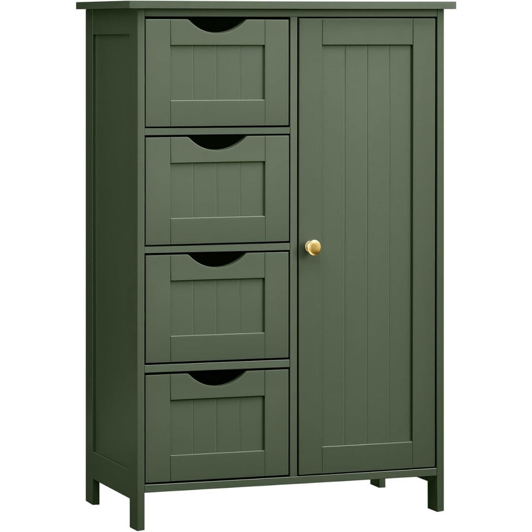 Meuble bas vert fonce MDF 55 cm, rangement esprit fermier