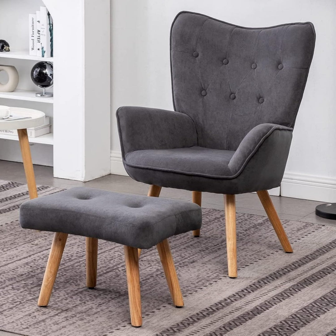 elegant fauteuil gris rembourre en tissu 66 x 75 x 94 cm