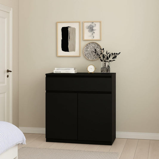 Commode industrielle en verre et panneau de particules