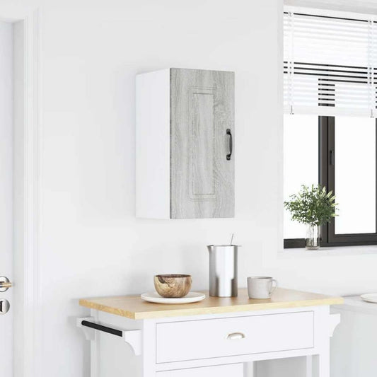 Armoire colonne gris clair en hevea, design contemporain, rangement optimise