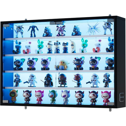 Vitrine bleu en verre avec eclairage LED