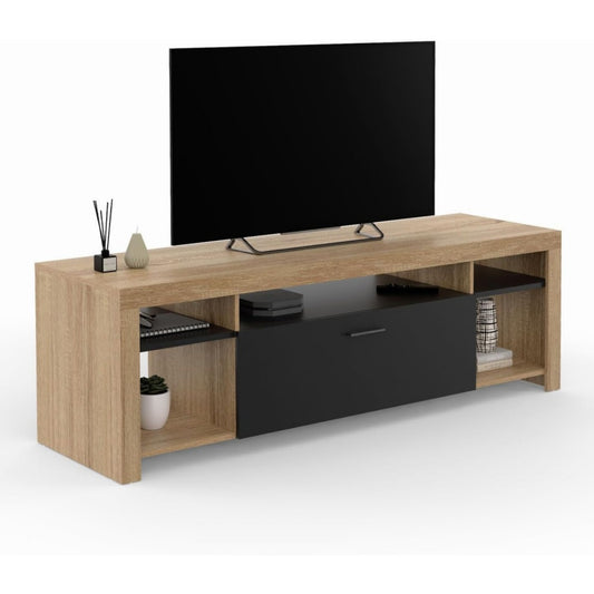 Console TV gris en bois, allure contemporaine 140 x 40 x 46
