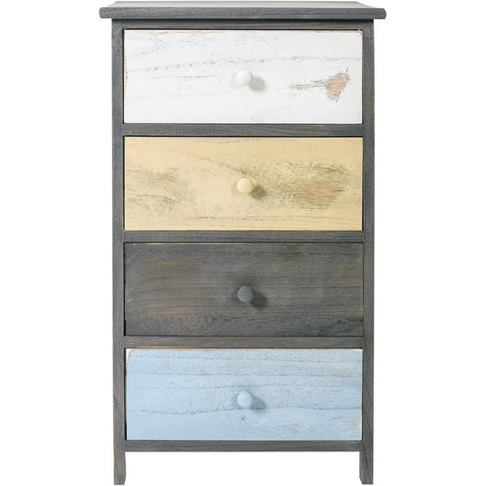 Commode rangement Grise 4 tiroirs vintage