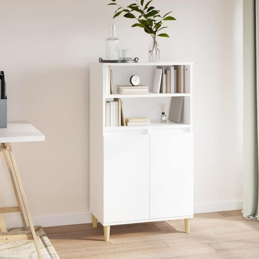 Enfilade gris clair 2 etageres, aspect naturel bois ingenierie pour salon