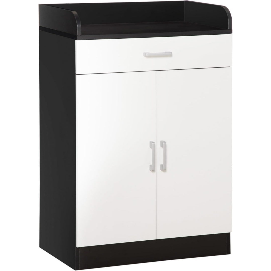 Meuble sur pied gris, structure robuste