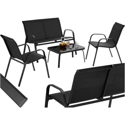 Salon de jardin gris fonce acier 111 cm, rangement design moderne