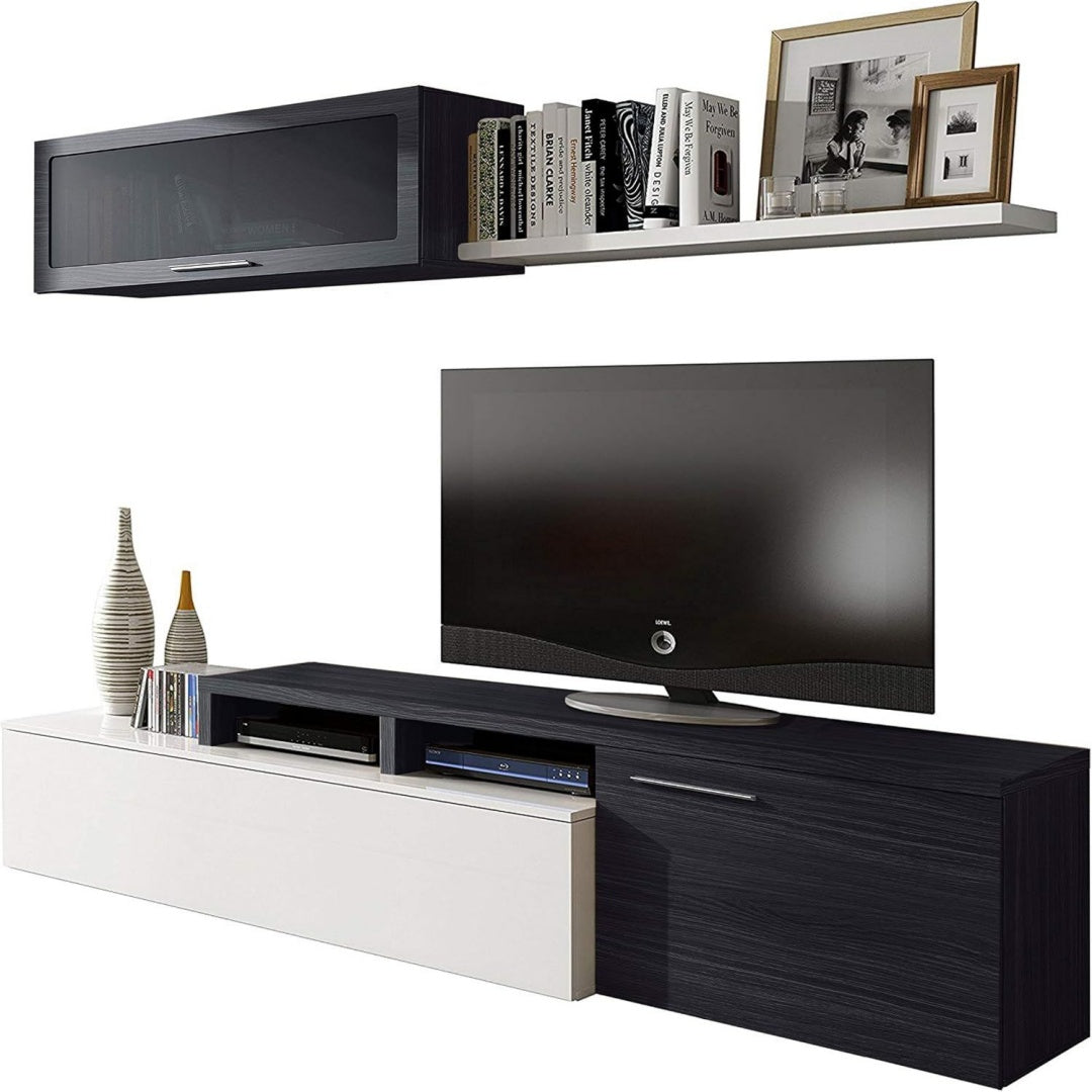 Style Contemporain, meuble TV gris fonce (44 x 41 x 44 cm)