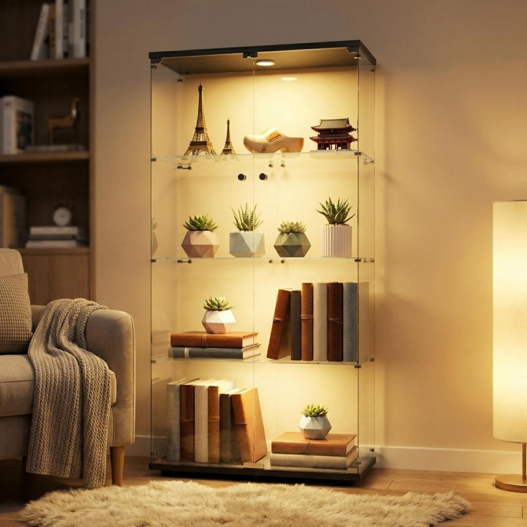 Raffine, armoire vitree en bois 2 portes