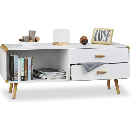 Chiffonnier rangement gris clair 2 tiroirs scandinave