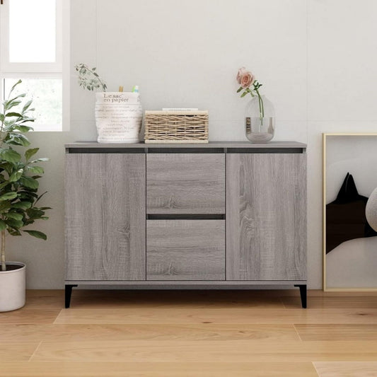 Enfilade gris avec 2 tiroirs et 2 portes, lignes epurees