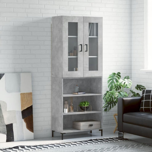 Buffet gris en metal et verre robuste